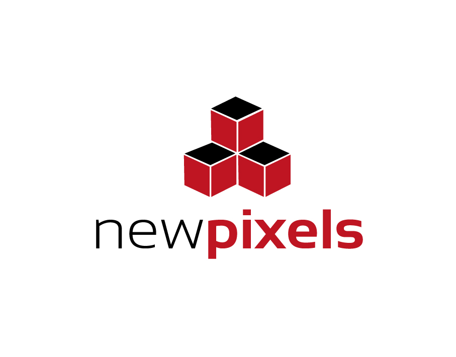 Newpixels Logo – Piled Up Cubes in Red and Black